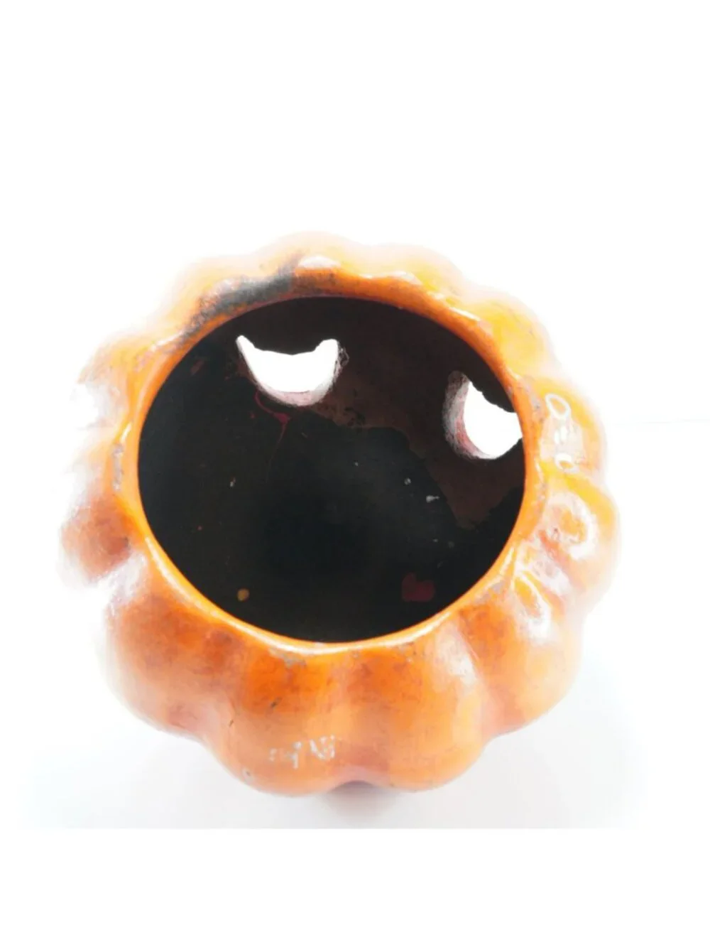 Vintage Mexican Pumpkin Jack O Lantern Candle Holder 7in Folk Art Fall Halloween
